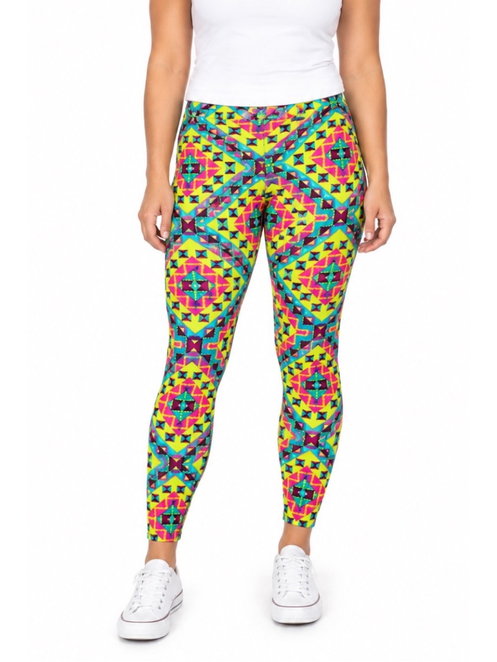 LuLaroe Bright Geometric Print Leggings size TC (12-18)